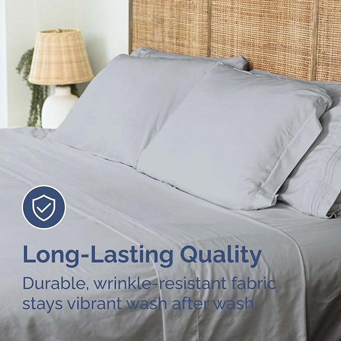 Full Flat Sheet - Single Top Flat Sheet Only - Soft & Cooling - Steel Blue | Hotel Luxury Top Flat Sheet Only, Ultra-Soft, Breathable & Cooling, Fade & Wrinkle Free, Easy-Care, Stain & Shrink Resistant