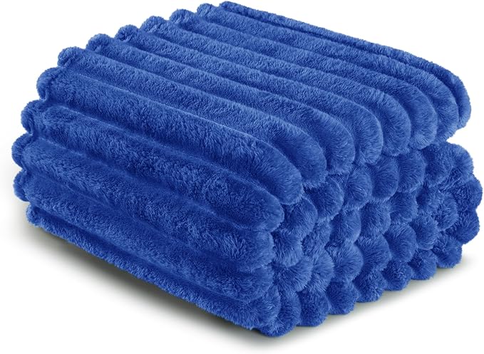 Exclusivo Mezcla Striped King Size Fleece Blanket for Bed, Couch, 90"x104" | Soft Breathable Cozy Bed Blankets, Lightweight Plush Fluffy Fuzzy Jacquard Decorative Blankets