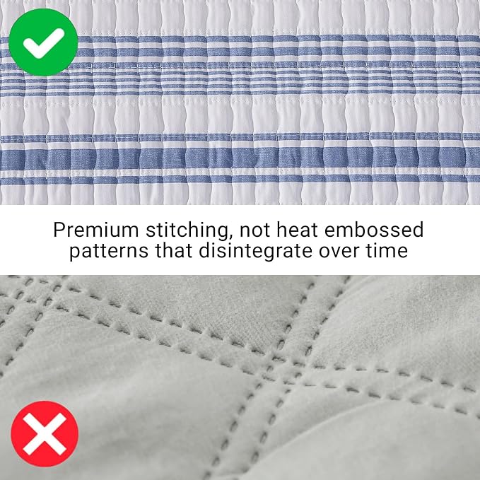 King Quilt-Lightweight Bedspread Quilt King Size Quilt Bedding Set | Soft Reversible Nautical Coverlet with 2 Shams for All Seasons, 3 Pieces, 106"x94"
