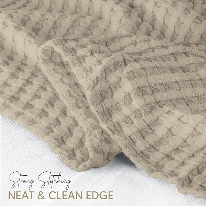 Utopia Bedding 100% Cotton Waffle Blanket Big Size Khaki, 120x120 Inch | Lightweight Breathable Cozy Summer Bed Blanket Home Decor Gift for Women and Men