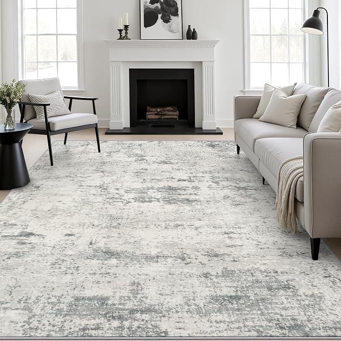 8x10 Area Rug Living Room: Modern Washable Indoor Soft Carpet Gray | For Bedroom Dining Room Farmhouse Nursery Hallway Office,Modern Abstract,Machine washable,Non-Slip,Stain Resistant,Indoor