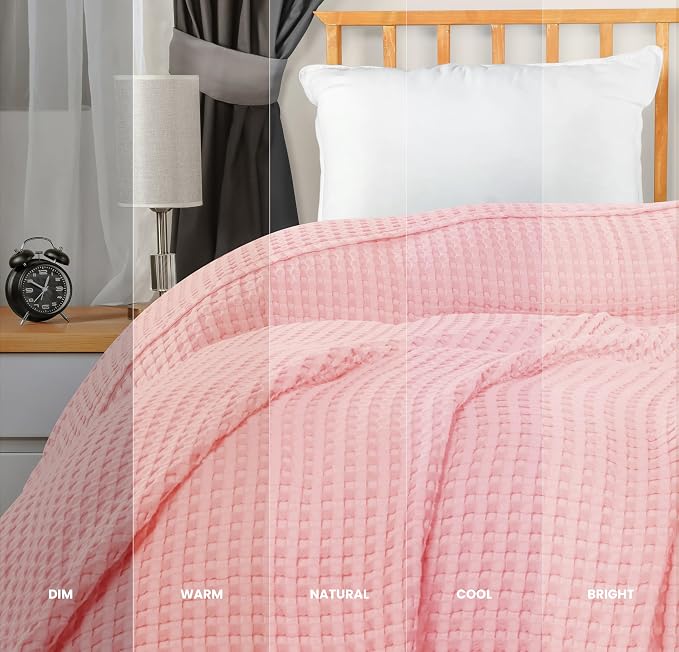 Utopia Bedding 100% Cotton Waffle Blanket Queen Size Pink, 90x90 Inch | Lightweight Breathable Cozy Summer Bed Blanket Home Decor Gift for Women and Men