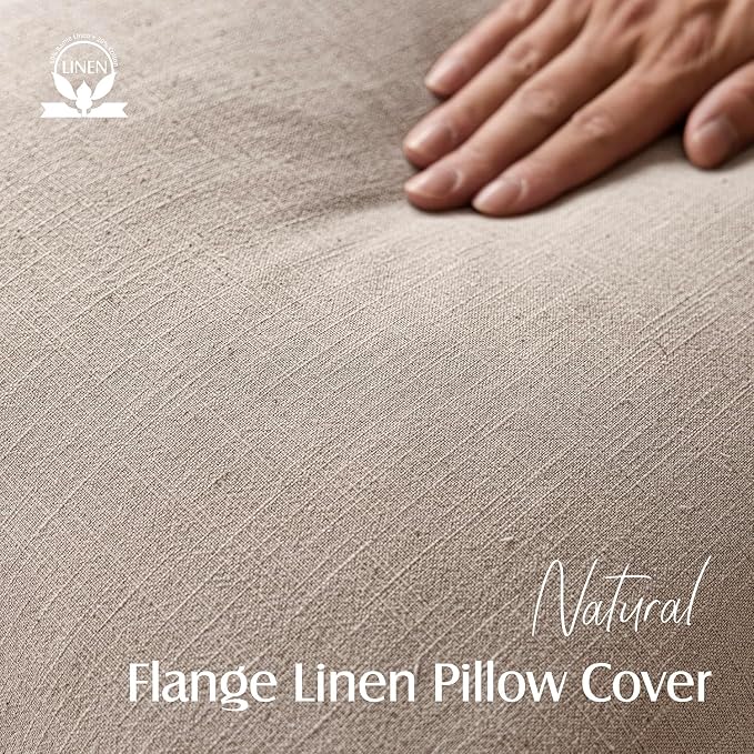 Foindtower Linen Solid Decorative Throw Pillow Covers 16x16 Natural Linen | Pack of 2 Boho Farmhouse Morden Pillowcase,Accent Neutral Cushion Covers,Home Decor for Chair Couch Sofa Bedroom Living Room