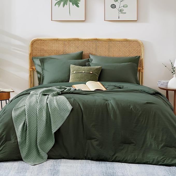 Twin XL Comforter Set- 5 Pieces Prewashed Bed in a Bag Twin Bedding Sets | Soft All Season Comforter with Sheets, Pillow Sham & Pillowcase, Deep Forest