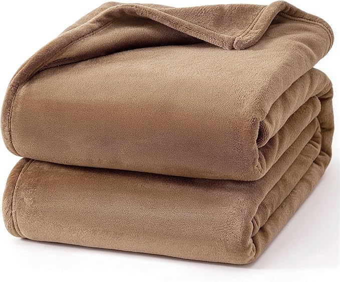 Hansleep King Camel Fleece Blanket, Soft Flannel Bed Blanket | Fuzzy Cozy Blanket 90x108 Inches, Multi-use for Bed, Sofa, Couch, Travel, Camping, All Season Warm Lightweight Cover