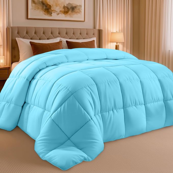 Utopia Bedding Comforter King Size, Duvet Insert, Aqua, 90 x 102 Inches | Soft and Fluffy Down Alternative Bed Comforter, All Season, Breathable, Corner Tabs, Box Stitched, Durable, Machine Washable