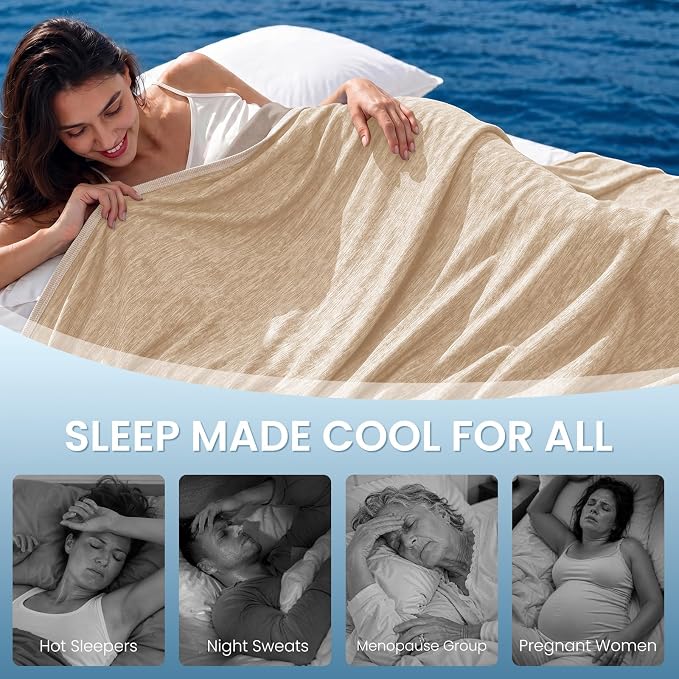 Topcee Cooling Blanket for Night Sweats Absorbs Heat to Keep Adults, Children Cool on Warm Nights, Q-Max 0.5 Cooling Blankets for Hot Sleepers, Ultra-Cool Lightweight Sofa Throw Blanket (50"x70") | Absorbs Heat Cold Summer Blanket for Night Sweats & Me...