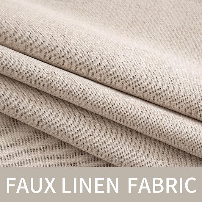 MIULEE 100% Blackout Linen Curtains for Bedroom 52x100 Inches Natural Beige | Room Darkening, Light Blocking, Thermal Insulated, Grommet Top, Linen Textured, Window Curtains for Living Room, 2 Panels