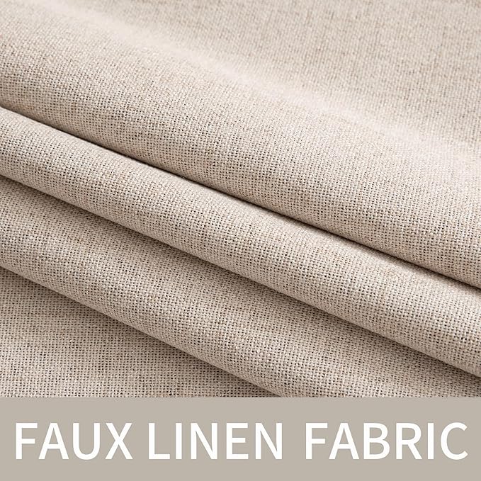 MIULEE 100% Blackout Linen Curtains for Bedroom 42x63 Inches Natural Beige | Room Darkening, Light Blocking, Thermal Insulated, Grommet Top, Linen Textured, Window Curtains for Living Room, 2 Panels