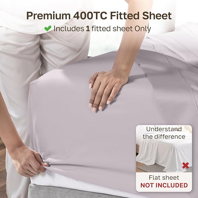 California Design Den Soft 100% Cotton Sateen Twin Size Fitted Sheet, Grey | 400 Thread Count Backed by Good Housekeeping Seal, All-Around Elastic, No-Pop Fit, Durable, OEKO-TEX