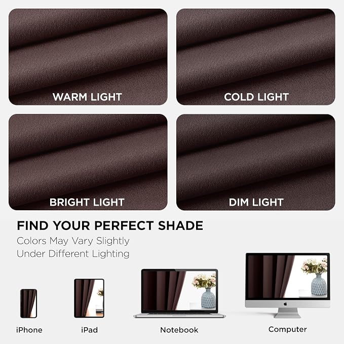 Joydeco Blackout Curtains 72 inches Long 2 Panels Set, Thermal Insulated Long Curtains & Drapes 2 Burg, Room Darkening Grommet Drapes for Bedroom Living Room Windows (W42 x L72 Inch, Chocolate)
