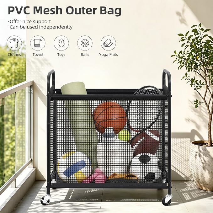 STORAGE MANIAC Rolling Laundry Hamper with Wheels 3-Section Laundry Sorter Rolling Laundrys Basket on Wheels with Removable Bag Clothes Hamper Laundrys Organizer Cart Bathroom Bedroom 120L Beige