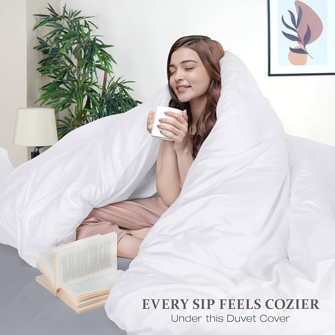Duvet Cover King, 3 Piece Cotton Like Polyester With Zipper Closure, White | Extra Soft and Breathable, Wrinkle & Fade Resistant, Includes Duvet Cover and 2 Pillow Shams, Comforter Not Included, OekoTex