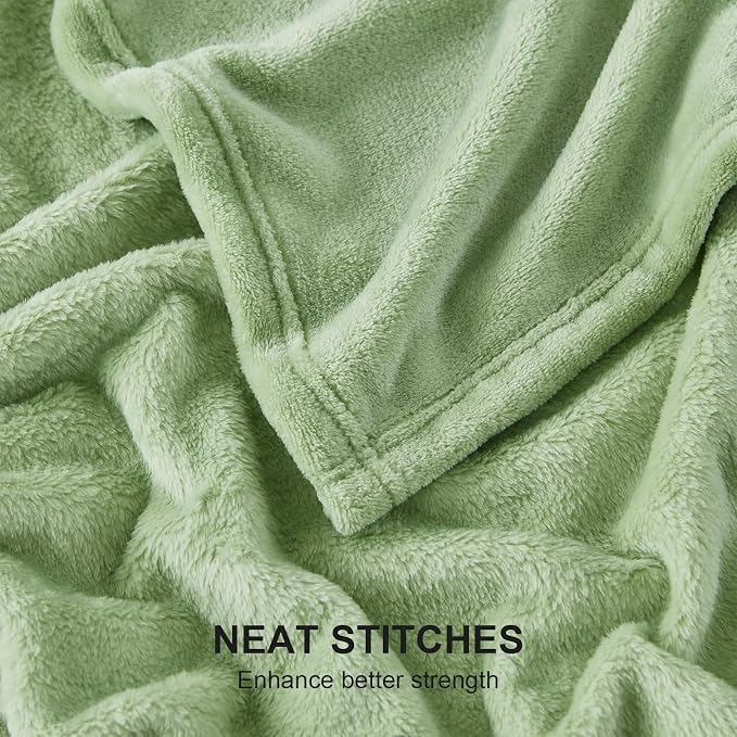 Hansleep King Sage Green Fleece Blanket, Soft Flannel Bed Blanket | Fuzzy Cozy Blanket 90x108 Inches, Multi-use for Bed, Sofa, Couch, Travel, Camping, All Season Warm Lightweight Cover