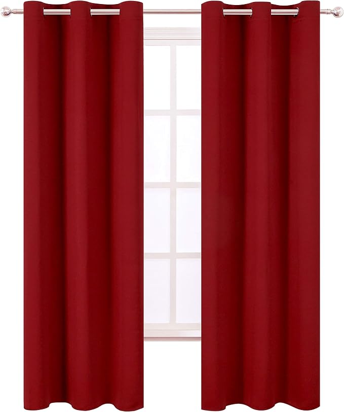 Blackout Curtains 42 x 84 Inch - Red Curtains Set of 2 Panels - Room Darkening, Thermal Insulated for Living Room