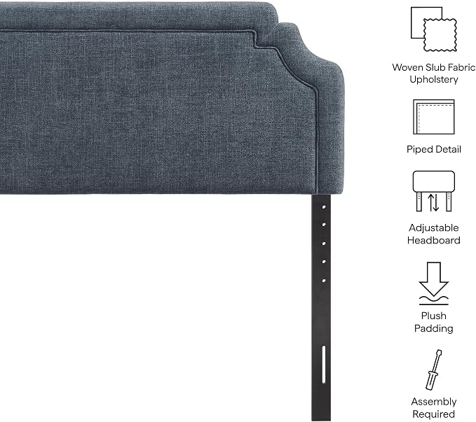 Modway Magnolia King Size Upholstered Fabric Headboard in Slate Blue - Padded Cushioned Headboard with Woven Heathered Upholstery and Adjustable Mounting Positions