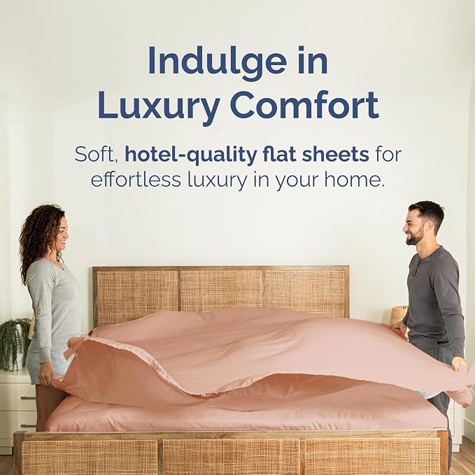 King Flat Sheet - Single Top Flat Sheet Only - Breathable & Cooling - Mauve | Hotel Luxury Top Flat Sheet Only, Ultra-Soft, Breathable & Cooling, Fade & Wrinkle Free, Easy-Care, Stain & Shrink Resistant
