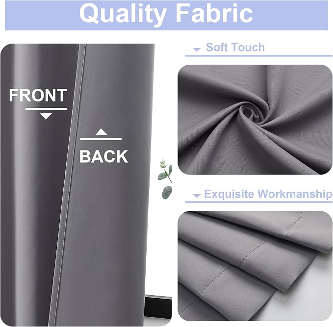 Simplebrand Ava Light Grey Blackout Curtains for Bedroom 84 Inch Length 2 Panels Set, Solid Thermal Insulated Privacy Living Room Window Treatment Curtains Blackout Drapes, W40 x L84 Inch, Light Grey