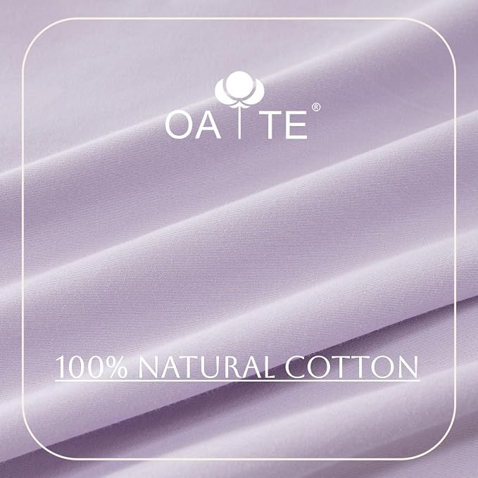 OAITE Duvet Cover Set 100% Washed Cotton Solid 3pcs | Soft,Durable,Long-staple Cotton,Hidden Zipper with 8 Interior Corner Ties,2 Pillowcases,68"X90"