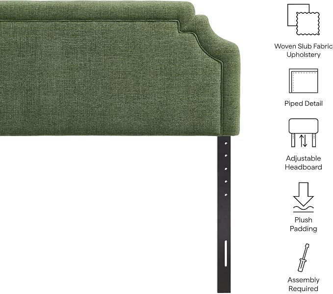 Modway Magnolia King Size Upholstered Fabric Headboard in Foliage - Padded Cushioned Headboard with Woven Heathered Upholstery and Adjustable Mounting Positions