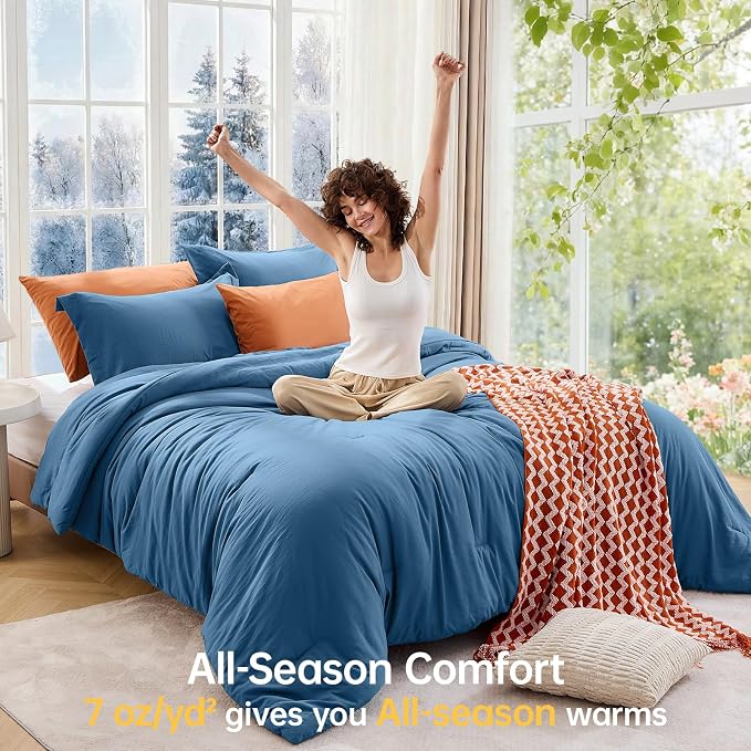 King Size Comforter Set, All Season Ultra Soft Down Alternative Bedding - 3 Piece Lightweight Bed Set Includes 1 Comforter (104"x90") and 2 Pillow Shams (20"x36"), Teal