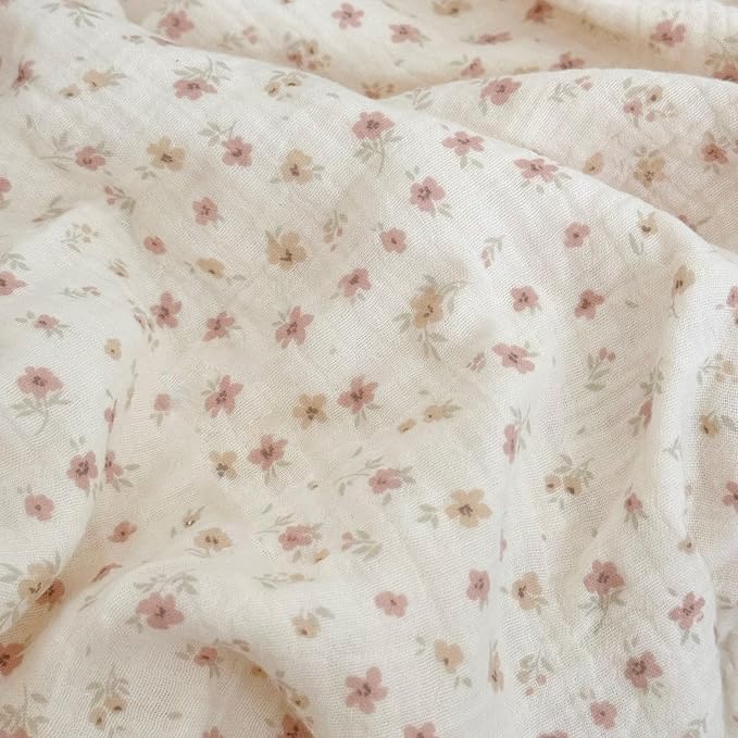 Chic Shabby Vintage Floral Duvet Cover Twin for Kids Girls Boys 100% Cotton Muslin Ruffled Quilt Cover Twin, 68"x86", Pink Floral Print, Soft Breathable, Zipper Closure, No Pillowcase