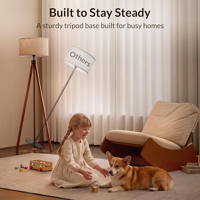 LEPOWER Tripod Floor Lamp Mid Century Modern Standing Lamps for Living Room | Light-Diffusing Linen Shade, Premium Rubberwood Tripod with E26 Base, Adding Warmth to Bedroom, Office & Study Corner Brown