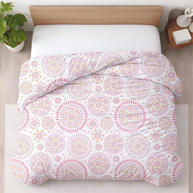 1 Pc Twin Size Duvet Cover Only -100% Egyptian Cotton 600 Thread Count Ultra Soft Premium Durable Comforter Cover Zipper Closure & Corner Ties (Mandala, Twin/Twin XL 68" X 90")