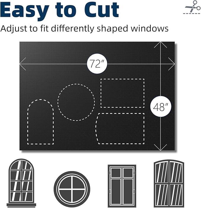 NIGHTON Portable Blackout Curtains 48"×72", Strong Hook and Loop Tape Strips with Adhesive, Cuttable Blackout Window Cover, 100% Black Out Material Blinds for Baby Nursery or Travel - Black