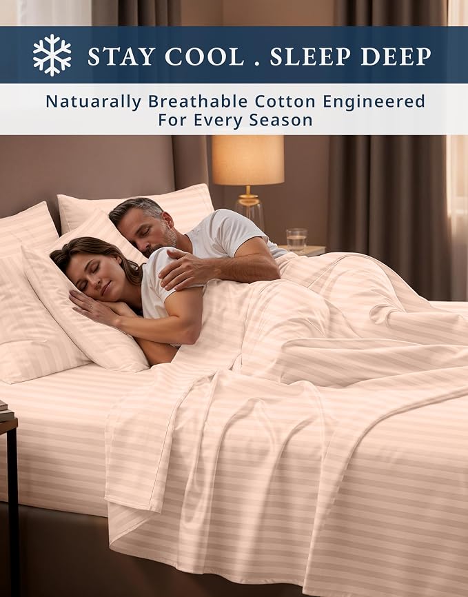 LANE LINEN Brown Sheets King 100% Egyptian Cotton Sateen - Veiled Rose | King Top Sheets Only - 4-Piece Set, For A Luxurious Night's Sleep, For Guests And Everyday Use, Guest-Ready Comfort