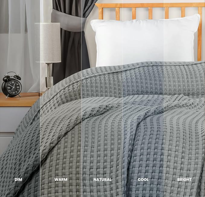 Utopia Bedding 100% Cotton Waffle Blanket Queen Size Cool Grey, 90x90 Inch | Lightweight Breathable Cozy Summer Bed Blanket Home Decor Gift for Women and Men