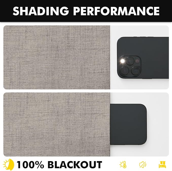 MIULEE 100% Blackout Linen Curtains for Bedroom 42 x 96 Inch Greige 2 Panel | Thermal Insulated, Room Darkening Drapes for Living Room, Back Tab Rod Pocket Pinch Pleated, Solid Luxury Decor