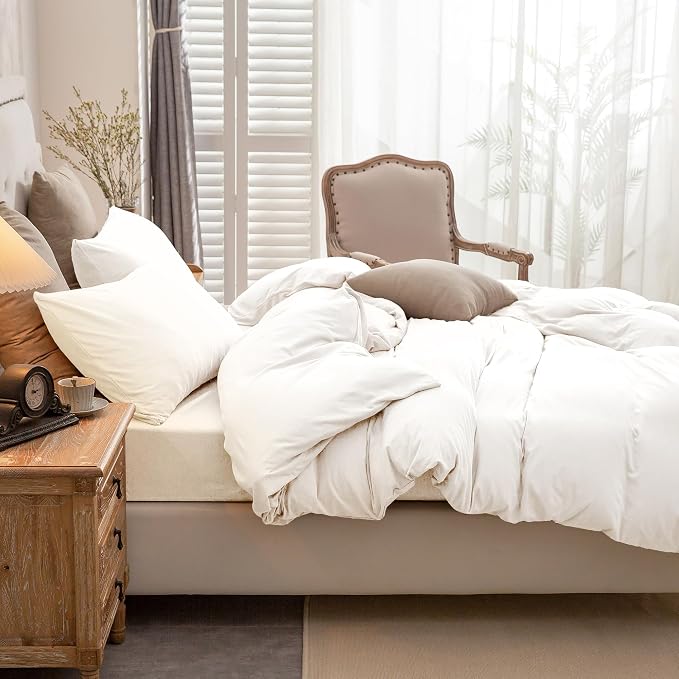 PURE ERA Jersey Knit Sheet Set Solid Bright White Oversized Queen | 100% Cotton, 3 Piece Set, T Shirt Soft, Breathable, Envelope Closure Pillowcases, Hidden Zipper, 8 Ties, No Insert, Modern