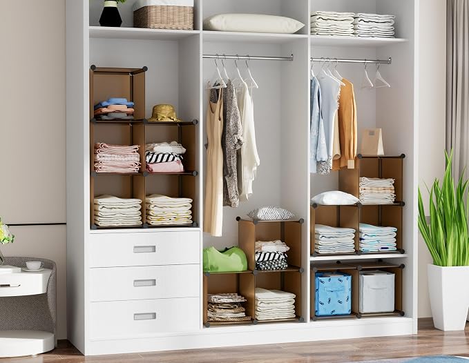 6-Cube Storage Organizer, Closet Organizer Storage Shelf Bookcase Bookshelf with Metal Hammer, Storage Cubes Organizer Cabinet for Kids, Closet, Bedroom, Bathroom, (11.8x11.8x11.8 inch)