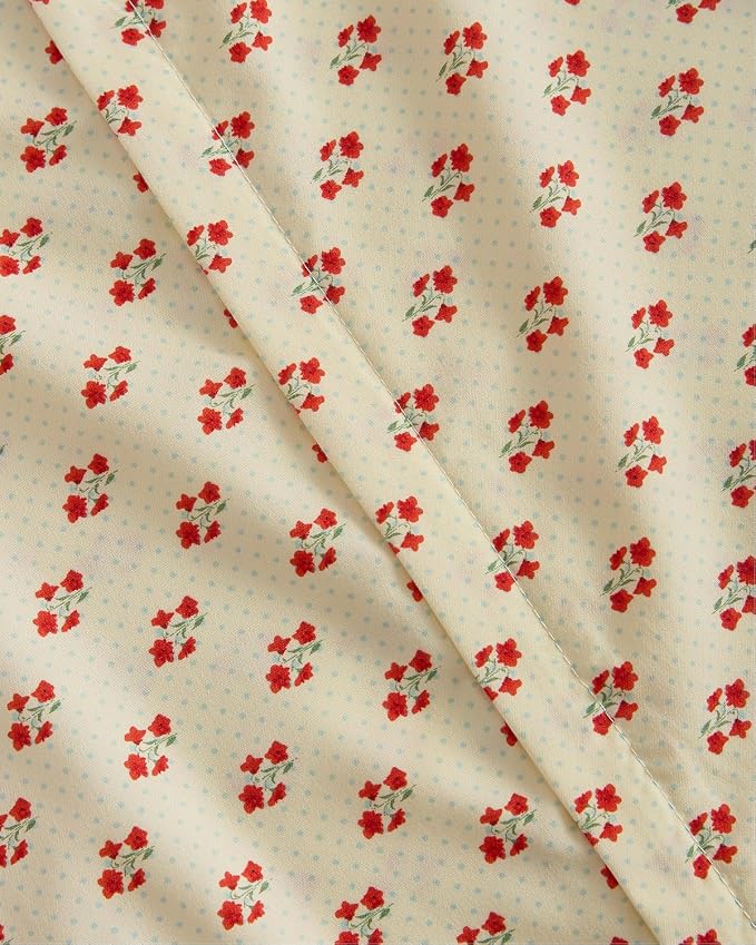 Duvet Cover Full - Floral Duvet Cover - 3 Piece - Vintage Red Floral | Soft Floral Duvet Cover 80 x 90 with 2 Pillow Shams, Zipper Closures & Ties, Floral Bedding for Women, Men, Kids & Teens