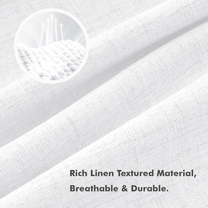 MIULEE 100% Blackout Linen Curtains 42 x 90 Inch Bright White 2 Panels | Thermal Insulated, Room Darkening Drapes for Bedroom Living Room, Back Tab Rod Pocket Pinch Pleated, Solid Luxury Decor