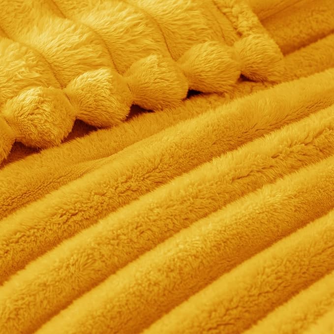 Exclusivo Mezcla Striped King Size Fleece Blanket for Bed, Couch, 90"x104" | Soft Breathable Cozy Bed Blankets, Lightweight Plush Fluffy Fuzzy Jacquard Decorative Blankets