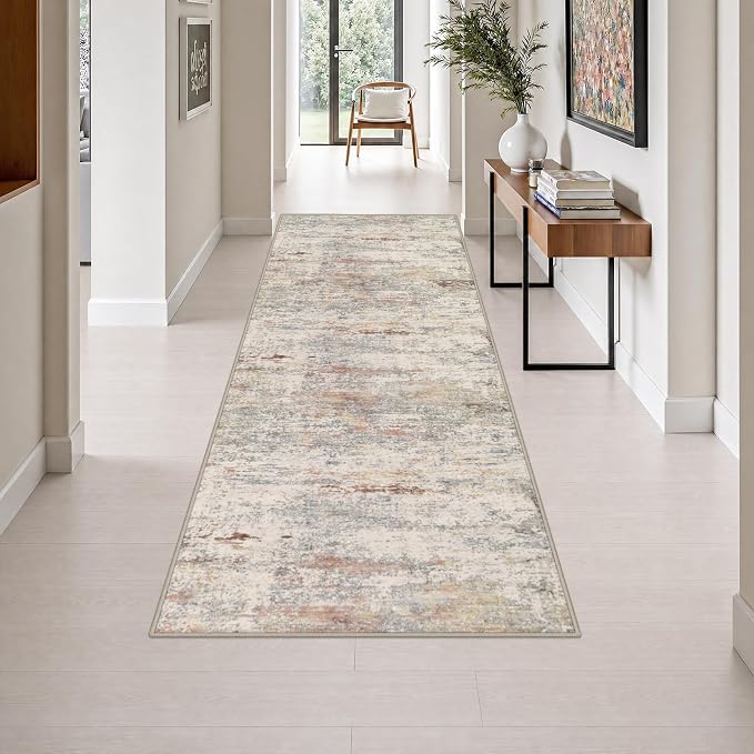 3x8 Washable Runner Rug：Modern Abstract Kitchen Soft Carpet Taupe | For Hallway, Bedroom, Kitchen, Laundry, Bathroom,Door Mat,Modern Abstract,Machine washable,Non-Slip,Stain Resistant,Indoor