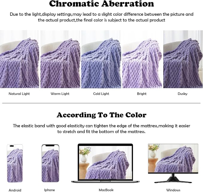 NEWCOSPLAY Fleece Clouds Cozy Queen Blanket for Couch, Lavender, 90"x90" | Premium Silky Flannel Blanket, Soft Lightweight Fluffy Throw Blanket for Bed Sofa Decor, Gift for All Season Use