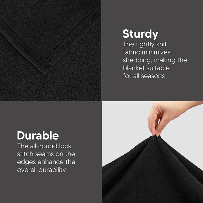 Utopia Bedding Ultra Soft Fleece Bed Blanket King Size Black (90x102 Inch) | Microfiber Plush Warm Lightweight Breathable Cozy Blanket Anti-Static, All Season Use, Gift for Women and Men
