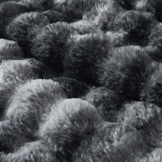 50x60 Inches Ultra-Soft Fuzzy Faux Fur Plush Throw Blanket - Thick, Warm Sherpa for Couch, Sofa, Bedroom, Camping - Decorative Blanket for Cozy Warmth, Bubble Black Tie Dye