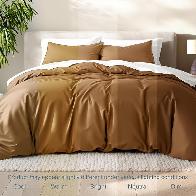 Bare Home Duvet Cover Set 1800 Ultra-Soft (King, Caramel) | Lightweight, Cooling, Breathable, Premium 1800 Ultra-Soft, All-Season