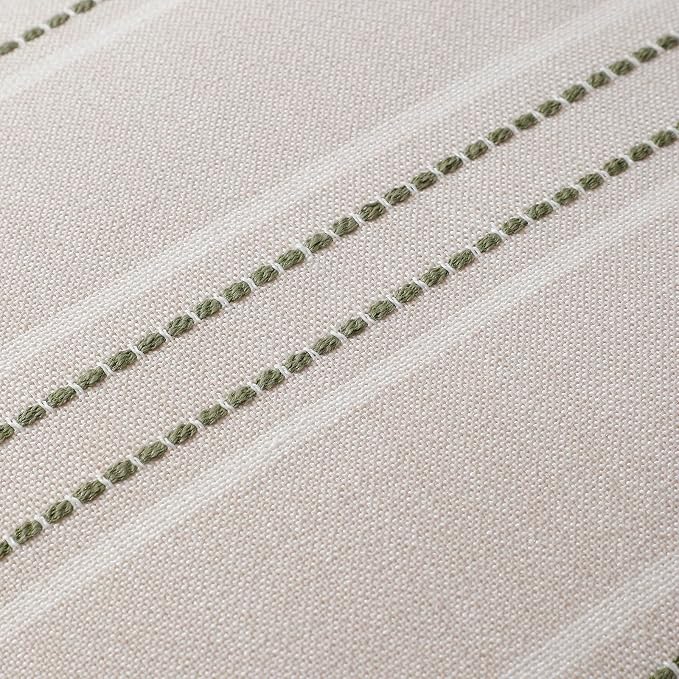 Hckot Sage GreenThrow Pillow Covers 12x20 Lumbar Striped Pillow Covers | Set of 2 Textured Linen Decorative Pillows Christmas Farmhouse Decor Cushion Covers for Couch Bed Living Room Home Decor