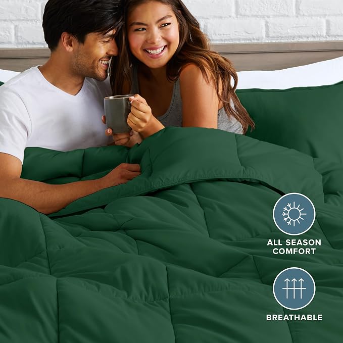 Bare Home Full Comforter Set - 1800 Ultra Soft (Full, Forest Green) | All-Season, Breathable, Hypoallergenic, Premium 1800, Warm, Cozy