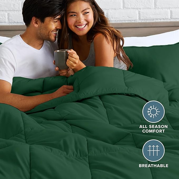 Bare Home Comforter Set (King/Cal King, Forest Green) | 1800 Ultra-Soft, All-Season, Breathable, Hypoallergenic, Premium 1800, Warm, Cozy