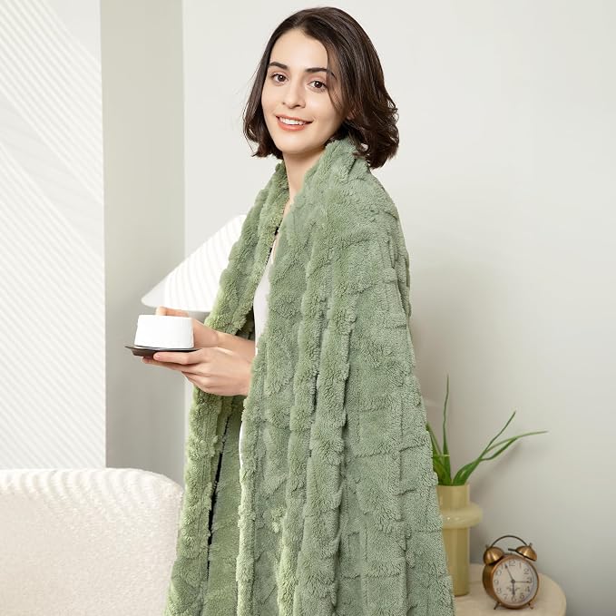 Aganear Fleece Throw Blanket for Couch Sofa 60"x80" Sage Green | Lightweight Fuzzy Throw,Warm Gift for Women,Christmas,Housewarming,Soft,Boho Design for Room Home Decor,All-Season Use