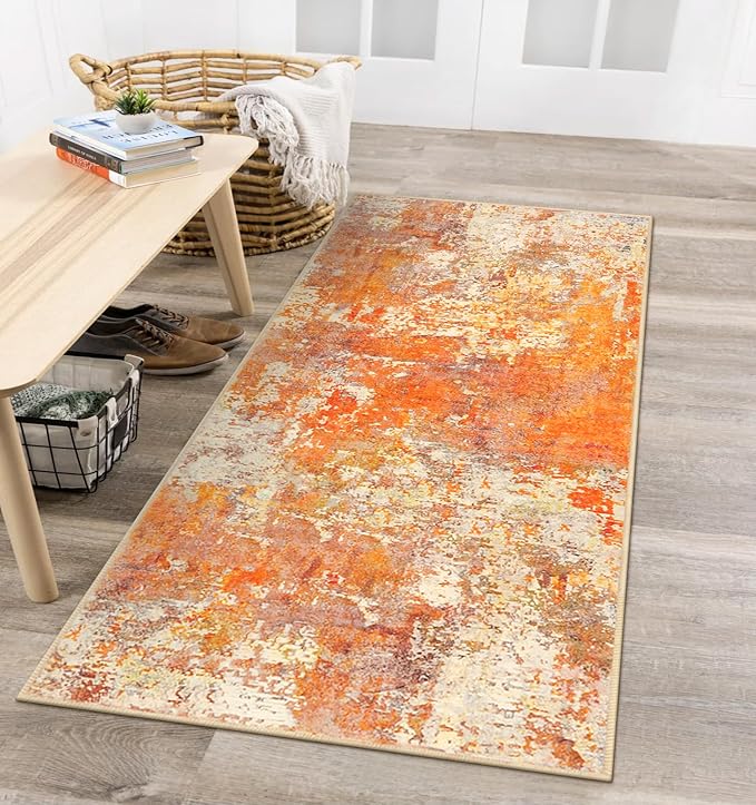 Lahome 2x4 Washable Runner Rug for Hallway, Non Slip Runner Rug, Easy Clean Soft Stain Resistant Carpet for Kitchen, Entry Way, Bathroom, Door-Friendly Mat with Low Pile, 2 x 4 Yellow
