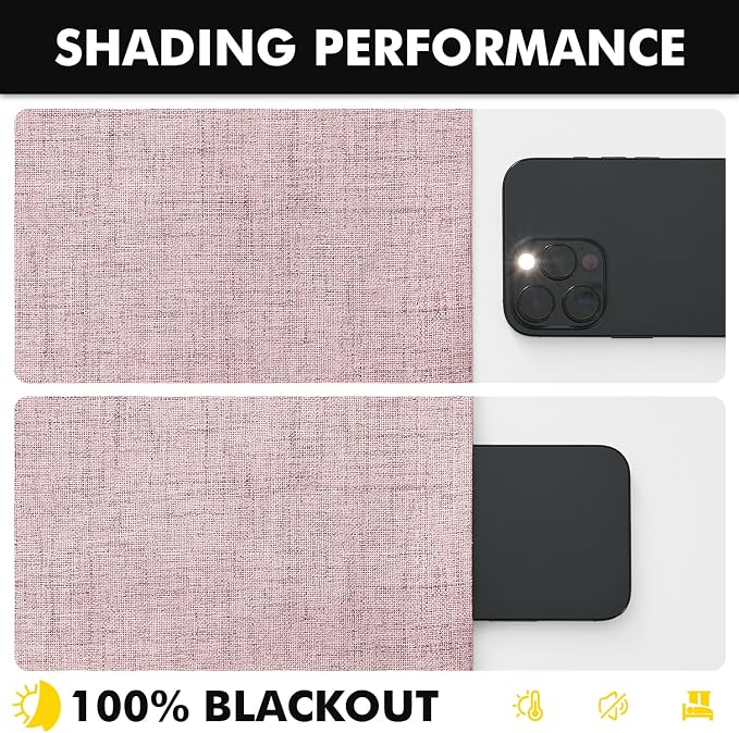 MIULEE 100% Blackout Linen Curtains for Bedroom 42 x 90 Inch Pink 2 Panels | Thermal Insulated, Room Darkening Drapes for Living Room, Back Tab Rod Pocket Pinch Pleated, Solid Luxury Decor