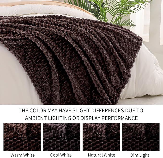 Exclusivo Mezcla Large 3D Fleece Throw Blanket for Couch, Coffee | Extra Soft Fuzzy Plush Lightweight Throws, Cozy Fluffy Decorative Blankets for All Seasons, 50x70 Inches