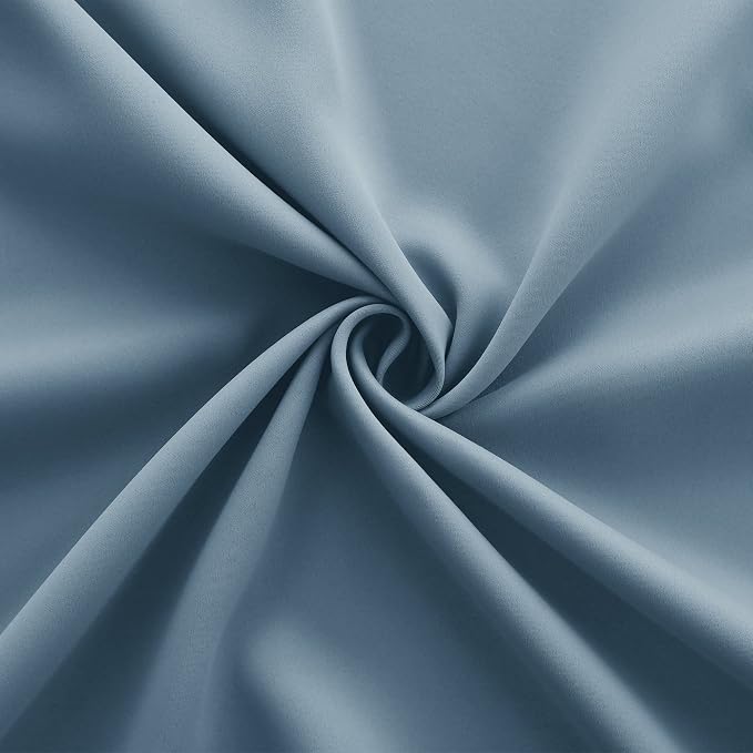 KOUFALL Slate Blue Window Treatments Curtains for Bedroom Living Room 2 Panels Set 2 Inch Grommet Holes Blackout Thick Thermal Insulated Curtains,90 Inches Long,Greyish Blue